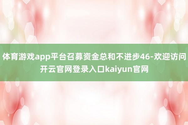 体育游戏app平台召募资金总和不进步46-欢迎访问开云官网登录入口kaiyun官网